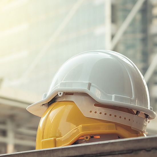 Stacked hard hats