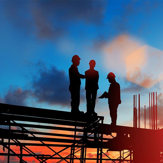 Construction workers on scaffolding