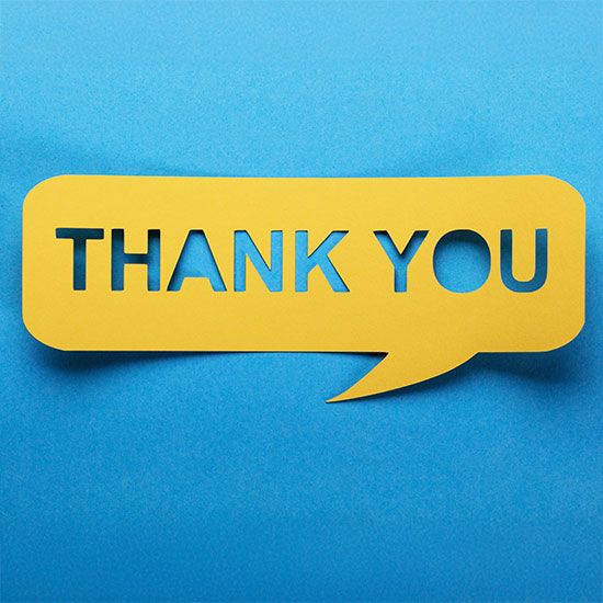Speech bubble that says Thank You