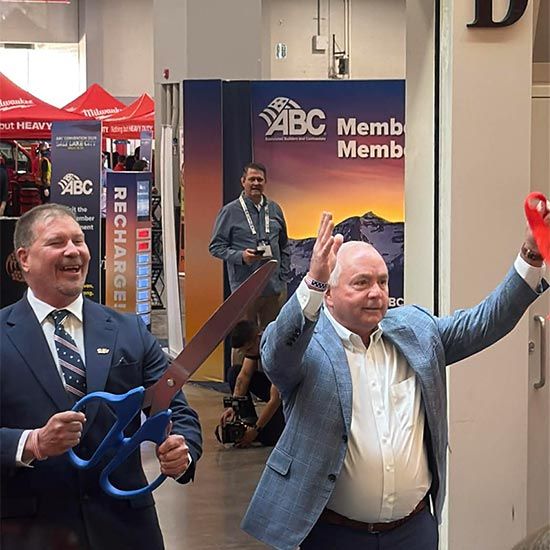 Ceremonial cutting of ribbon for convention